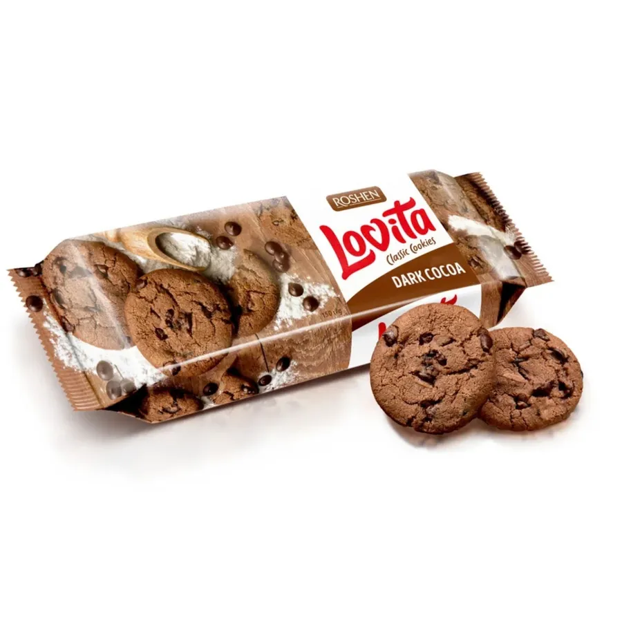 Roshen Lovita Classic Cookies Dark Cocoa